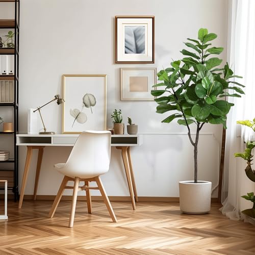 6ft Artificial Fiddle Leaf Fig Tree,Modern Potted Ficus Lyrata Faux Plant,Fake Artificial Tree with Dried Moss for Indoor Porch House Office Housewarming Home