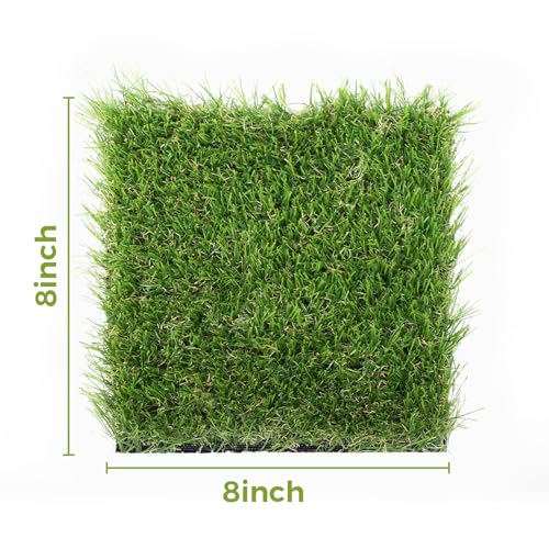 Jocoevol Artificial Grass Rug Indoor Outdoor, 8 x 8IN Fake Grass Turf Sample, Realistic Artificial Lawn Rug Dog Pets Mat, Turf Carpet for Garden Lawn Landscape Balcony Patio Backyard Decor - size: 8" x 8" (Rectangular)