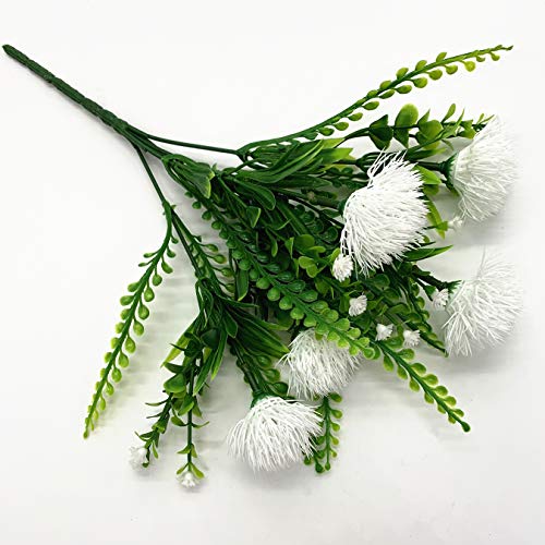 CATTREE Artificial Dandelion Plants, Plastic Flowers Shrubs Bushes Fake Grass Wedding Indoor Outdoor Home Garden Arrangements Party Decoration Planting Filler White 4 Pack - color: Dandelion-white-4 Pack