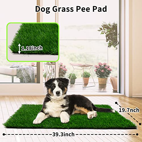 Grass Pad for Dogs 39.3 x 19.7 inches, Fast-Drain Soft and Artificial Grass for Pets Potty Training, Easy to Clean Fake Grass for Dog Indoor Outdoor Use (1 Pack) - size: 39.4x19.7 Inch