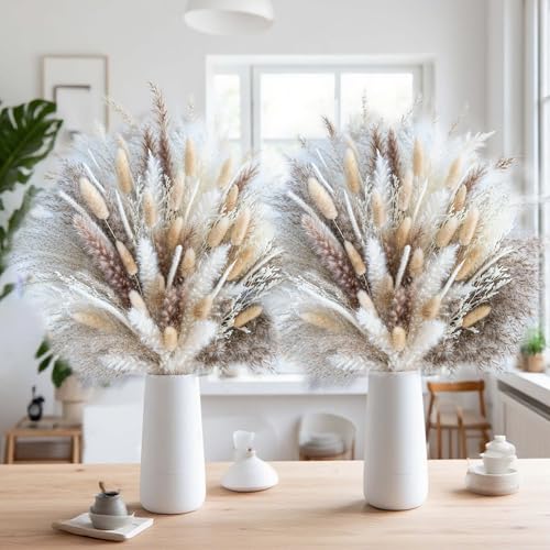 300PCS Natural Pampas Grass Decor Bouquet | Boho Dried Floral Arrangement Centerpiece Table Decor Wedding Decor Rustic Decor (300PCS) - size: 300PCS