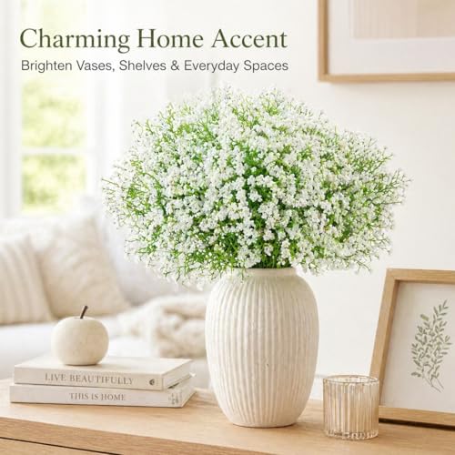 Baby’s Breath Flowers Bulk – White Real Touch Gypsophila Bouquets Faux Baby Breath for Wedding Decor, Centerpieces, DIY Floral Arrangement, Party and Home Decorations (24Pcs) - color: 24pcs