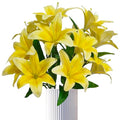 Artificial Lily Flowers,6 Pcs Faux Lily Flowers,23 Inch Long Stem Tiger Lily Branch with 3 Full Blooms and 4 Leaves, Latex Real Touch Lilium Flower for Wedding Bouquet (6, Yellow) - color: Yellow