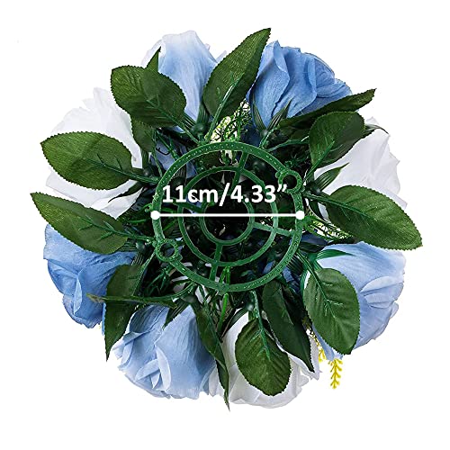 10Pcs Artificial Flower Ball Arrangement, Fake Floral Centerpieces Wedding Roses Bouquet for Parties Valentine's Day Wedding Centerpieces and Home Decor (Blue & White) - color: Blue & White