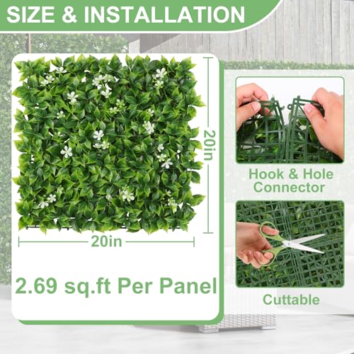 Luyue Artificial Grass Wall Panels 12pcs 20”×20” Greenery Wall Backdrop Boxwood Panels Green Leaf Hedge Panel Grass Backdrop for Indoor Home Decor for Outdoor Garden Balcony Greenery Fence Screen - color: 20"×20" - A