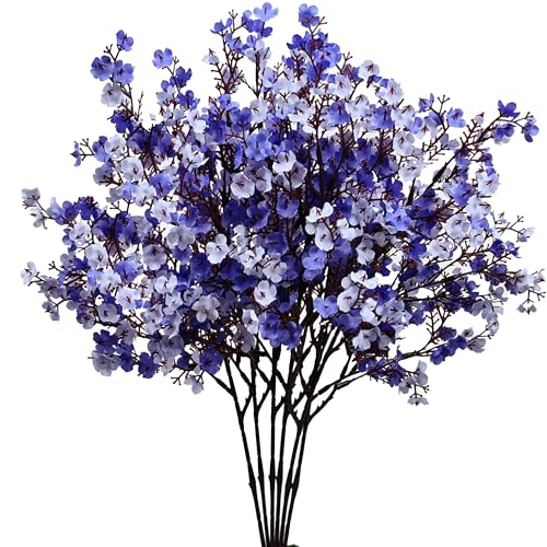 Mandy's 6 Bundles Artificial Shades of Blue Baby’s Breath Flowers | 18.5 Inch Silk Gypsophila European Style Modern Home Decor Centerpiece Neutral Wedding Flower Arrangements - color: Shades of Blue