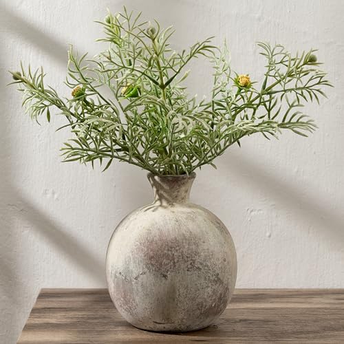 6.38" Ceramic Vase for Home Decor, Decorative Terracotta Farmhouse Rustic Vases for Living Room Kitchen Bedroom Bathroom Entryway Mantel Table, Pottery Vases for Grass Pampas Dried Fresh Flowers - color: Natural Brown- 6.38"