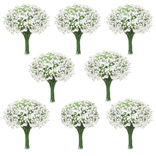 150Pcs Babys Breath Artificial Flowers-Gypsophila Babys Breath Flowers Artificial Bulk-White Real Touch Fake Flowers for Wedding Home Garden Decor - size: 150 Pcs