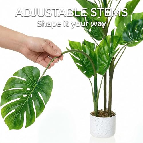GAOMON 3.6ft Artificial Monstera Deliciosa Plants in Planter,Faux Tropical Palm Tree with 16 Leaves,Artificial Floor Plants for Indoor and Outdoor Home Porch, Garden