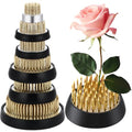 Sliner 6 Pcs Flower Frogs Round 2.8/2/1.3/0.9 Inches Floral Frogs Flower Holder Japanese Ikebana Vase Kenzan Floral Arranger Fixed Tools Arrangement Pin for Home DIY Craft Decoration(Brass) - size: 4 Size