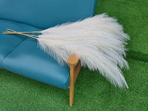 Premium Faux Beige Pampas Grass Decor – Cream Pampa 43.3″ 8pcsTall Fluffy Feather Flowers, No Assembly 18-Branch One-Piece Stems for Floor Vase, Boho Wedding & Neutral Home Decor (8pcs 110cm) - color: Faux Beige, size: 8pcs 43.3"(110cm)