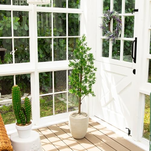 Nearly Natural 4ft UV Artificial Podocarpus Tree Indoor/Outdoor Greenery - Premium Materials, Low Maintenance, Modern Style