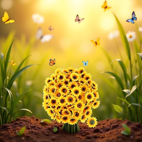 Jowxsx 100 Pieces Mini Artificial Sunflower Heads, Yellow Fabric Flowers, Wedding Wreath Craft Decor, Artificial Plants and Flowers, Realistic Faux Flower, for Planter Porch Patio Yard Balcony