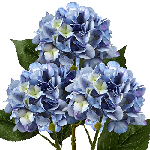 DILATATA 21" Fake Hydrangea Long Stems Silk Hydrangea Flowers for Home Table Centerpieces Artificial Flowers Arrangements Wedding Bouquets DIY Decorations-3Pcs Blue Hydrangeas - color: Blue Green, size: 3PCS