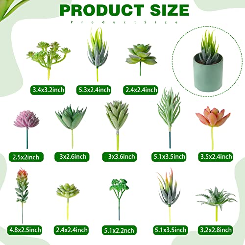 WILLBOND 38 Pcs Summer Mini Artificial Succulents Small Fake Succulent Plants Faux Assorted Unpotted Realistic Plastic Flowers Picks Stem for DIY Crafting Greenery Garden Home Decor(Flocked) - color: Vivid Green, Flocked Purple, Pink