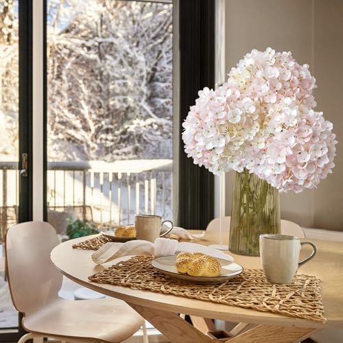 ZYTUYO 3PCS Pink Hydrangea Artificial Flowers 25.6" Large Fake Hydrangeas Flowers with Stems Faux Silk Bouquet for Indoor Home Decor Table Wedding Party Floral Outdoor Centerpieces - color: Pink