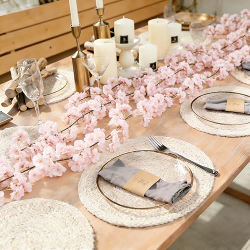 2 Packs Cherry Blossom Garland Pink Flowers Garland Hanging Silk Flowers Garland Hanging Sakura Flower Vines for Home Wedding Party Arch Office Garden Sakura Spring Decor (Cherry Pink) - color: Cherry Pink, size: 2PCS