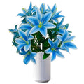 Artificial Blue Lilies Flowers,10Pcs Faux Lily Flower,20''Tiger Lily Branch with 2 Full Blooms, Faux Fake Lilies Plants for Wedding Bouquet Home Party Indoor Floral Arrangements (10, Blue) - color: Blue
