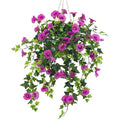 Ttranewsoo Artificial Flowers Faux Outdoor Plants Artificial Petunias for Outdoors Uv Resistant Fake Petunias Plants Hanging Flower Patio Decor Outside Basket Realistic Silk Plant No Pot(Purple 2pcs)