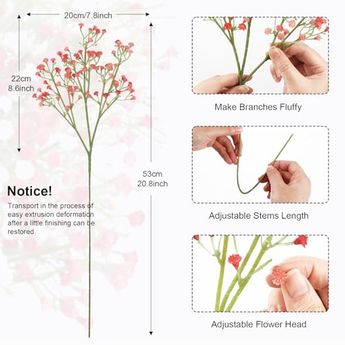 N&T NIETING Babys Breath Artificial Flowers Bulk, 15Pcs Fake Gypsophila Bouquet Flowers Real Touch Faux Babies Breath Arrangement for Wedding Floral Party Home Centerpieces Vase Decoration, Pink White - color: Pink White, size: 15pcs-Standard