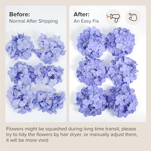 Auihiay 64Pcs Hydrangea Artificial Flowers Bulk, Faux Hydrangea Flowers Heads with Stems for Wedding Centerpieces Engagement Anniversary Birthday Housewarming(Mixed Purple) - color: Mixed Purple