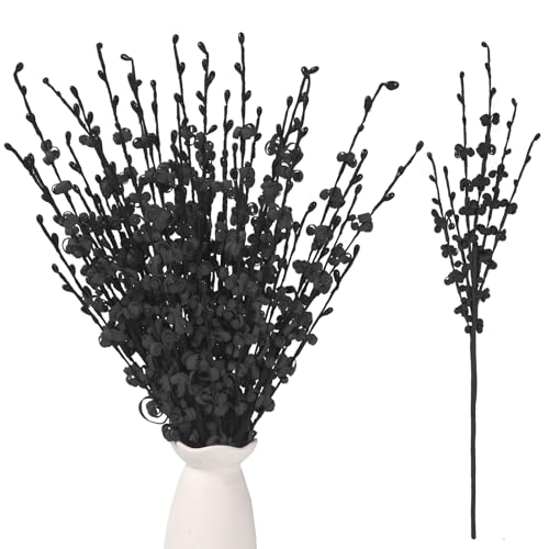Wootkey 10pcs 17.5" Faux Jasmine Artificial Flowers Tall Black Floral Branches Stem for Home Wedding Vase Filler Anniversary Party DIY Decoration - color: Black, size: 10pcs-17.5''