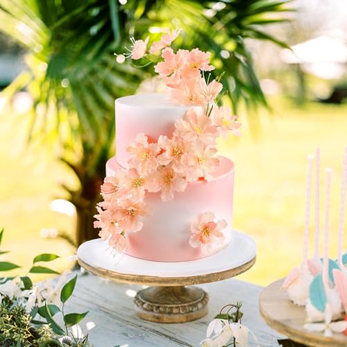 14PCS Artificial Cherry Blossom Cake Toppers Lilac Cherry Flowers Cake Ornament for Floral Birthday Cake Decors Wedding Bridal Shower Mother's Day Party Artificial Flower Decoration Supplies - color: Lilac