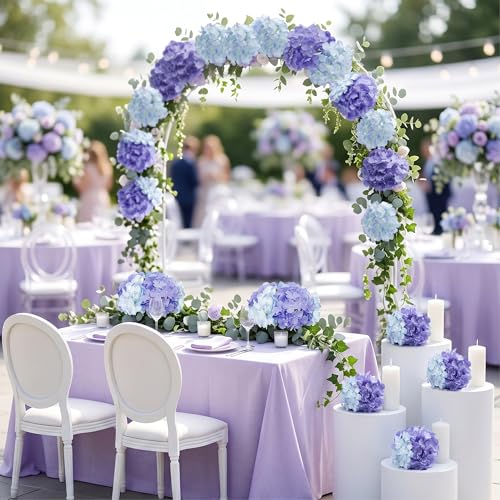 Auihiay 64Pcs Hydrangea Artificial Flowers Bulk, Faux Hydrangea Flowers Heads with Stems for Wedding Centerpieces Engagement Anniversary Birthday Housewarming(Mixed Purple) - color: Mixed Purple