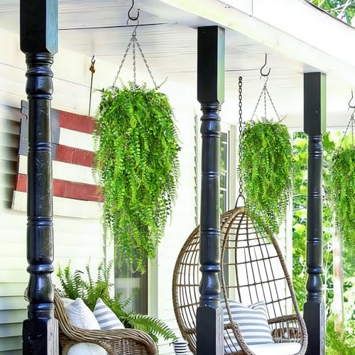 Waipfaru 4Pcs Fake Ferns Fake Hanging Plants Artificial Ferns for Outdoors，UV Resistant Plastic Fake Plants for Indoor Wall Porch Wedding Party Holiday Decor - color: Ferns, size: 4Pcs Plants