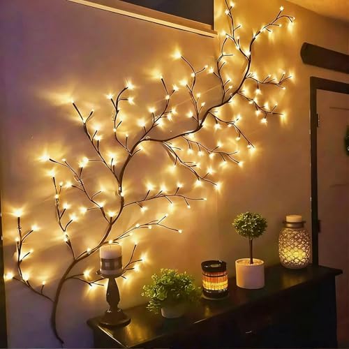 Bare Lamp Enchanted Willow Vine Lights for Wall,Christmas Swags Decor Tree Branch Lights Decoration with 48 String LED Light,8 Lighting Modes,for Bedroom Doors Windows Wedding Home(47 Inch) - size: 47in, style: Bare lamp
