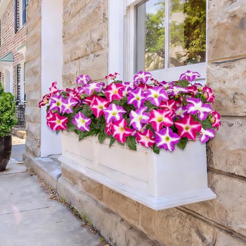 Artificial Flowers for Outdoors, 4 Pcs Realistic Fake Flowers Petunias UV Resistant Silk Morning Glory Faux Plants for Outdoor Planters Balcony Yard Window Box Porch Garden Home Outside Decor - color: Fuchsia