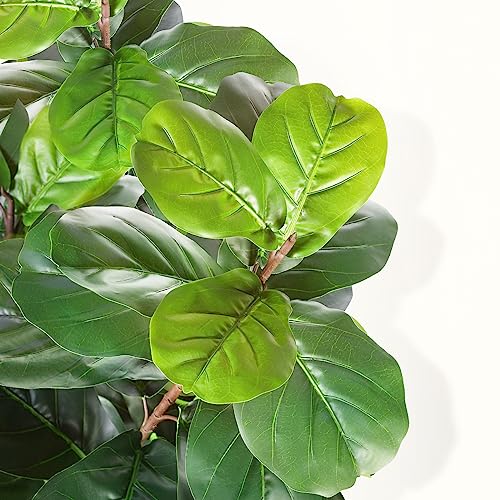 LYERSE Artificial Fiddle Leaf Fig Tree - 5ft Fake Ficus Lyrata Plant with 78 Decorative Fiddle Leaves in Plastic Pot Artificial Tree for Indoor Outdoor Home Office Perfect Housewarming - size: 5ft