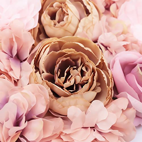 6 Pcs Flower Wall Panel Floral Backdrop,24 * 16in Artificial Flower Wall Panels Autumn Pink Flower Wall Decor Silk Fabric for Wedding Party Room Home Decor& Wall Decoration - color: Autumn Pink