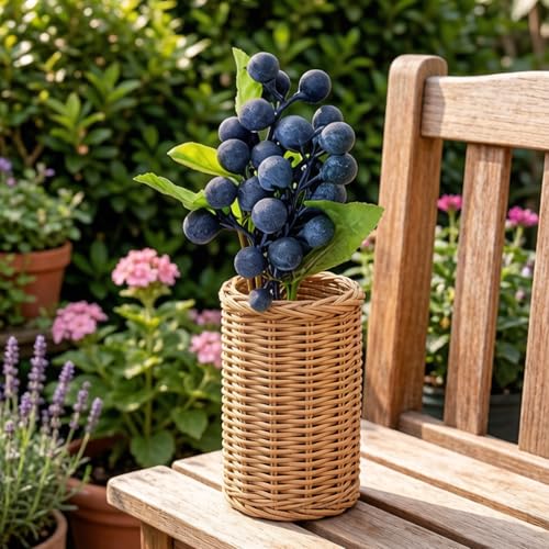 6 Pcs Artificial Blueberry Stems 9.4 Inch Faux Fruit Branches Fake Berries Picks for Vase Fillers Floral Arrangement Kitchen Table Centerpiece Crafts - color: Blue