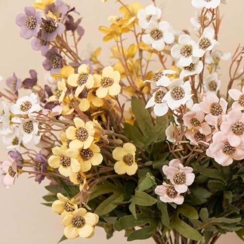 RyddeligHome 24 Stems Artificial Wildflower Bouquet - 23" Tall Faux Silk Flowers for Home Decorations - Yellow, Pink, White & Purple Flowers for Large Vases - Table Centerpiece & Home Decor - color: Wildflowers