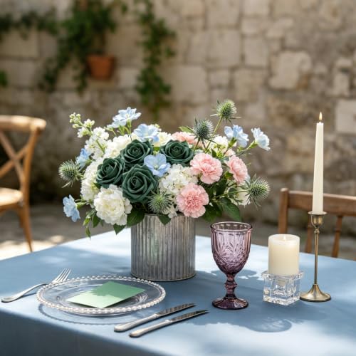 Artificial Flowers, 25pcs Hunt Green Artificial Roses Flowers with Stems Real Touch Fake Roses for DIY Wedding Bouquet Centerpiece Bridal Shower Baby Shower Home Decoration - color: Green, size: 25pcs