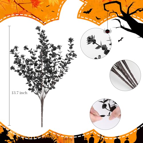 AGIRL 12 Bundles Black Artificial Flowers for Outdoor,No Fade Fake Plastic Flowers Faux Plants for Halloween Decor,Hanging Planters Decoration Indoor Outside Garden Porch Window Box Home Party - color: Black, size: 12
