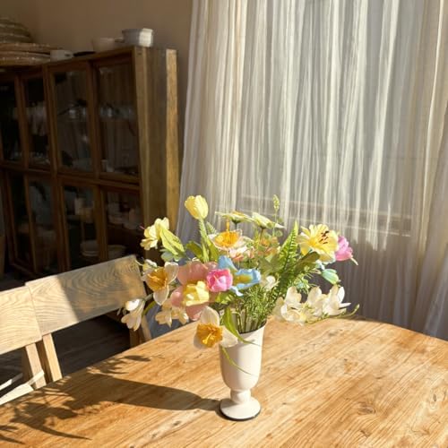 Artificial Wildflowers Bouquet, 8 Bundles Fake Silk Daffodil Flowers Arragement,Sunflowers Colorful Summer Floral Stems for Vases Indoor Outdoor Decor Wedding Centerpieces - color: DAFFODIL