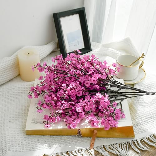 Mandy's 6 Bundles Artificial Lavender Baby’s Breath Flowers | 18.5 Inch Silk Gypsophila European Style Modern Home Decor Centerpiece Neutral Wedding Flower Arrangements - color: Lavender