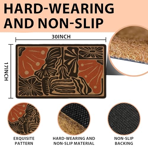 Cute Boho Door Mat, Abstract Flower Doormat Welcome Front Door Mat Outside Indoor Outdoor Entrance, Floral Artificial Coir Doormat Rugs for Patio Kitchen Decor, 17x30 Inch - color: 05