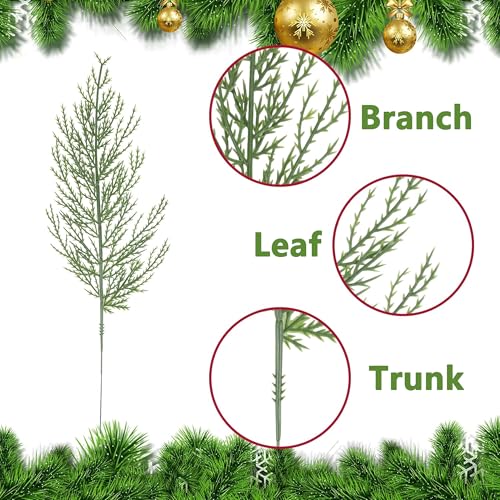 Alpurple 40 PCS Artificial Pine Leaves Branches-13.7 Inches Fake Greenery Pine Sprigs-Faux Picks for DIY Garland Wreath Christmas Embellishing and Home Garden Decoration (40PCS) - color: 40pcs