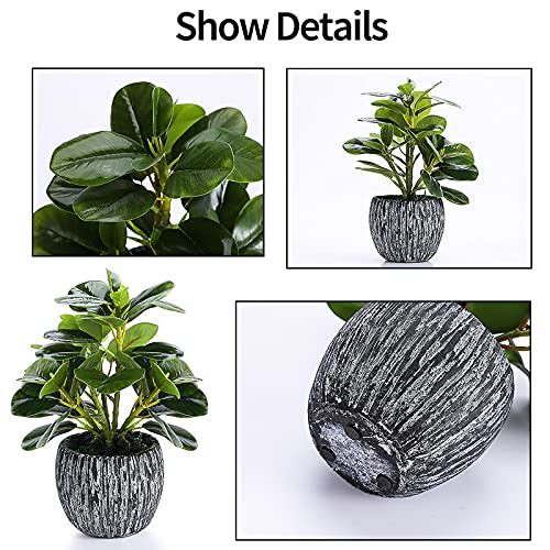 Artificial Potted Plant, Real Touch Artificial Oak Leaves Waterproof Fake Plants Indoor Outdoor, Eco Friendly Modern Concrete Greenery Plant Pots for Office Home Kitchen Shelf Farmhouse Decor - color: Green
