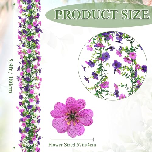 2 Pack Artificial Flowers Garland Ivy,Spring Summer Decor UV Resistant Fake Daisy Vines Floral Vine Silk Hanging Flower for Decor Home Garden Wedding Photo Booth Backdrop (Light Dark Purple) - color: Light Dark Purple, size: 2PCS