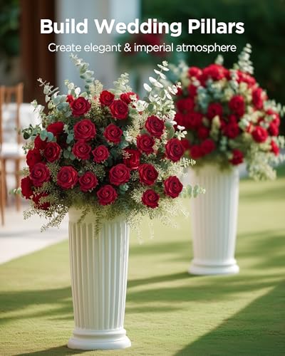 InnoGear 50 Pcs Red Roses Artificial Flowers, Fake Velvet Silk Rose Bulk Faux Flower for Mother's Gift Decoration DIY Wedding Centerpieces Proposal Bridal Bouquets Party Floral Decor (50, Red) - color: Red