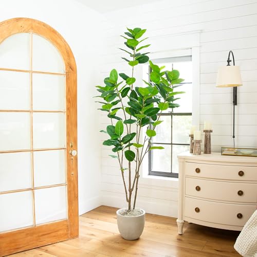 Nearly Natural 7ft Artificial Minimalist Audrey Ficus Tree - Indoor Fake Tree for Home Decor - Realistic Greenery