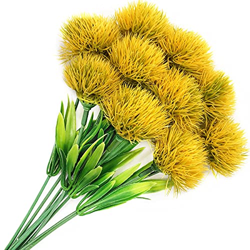 Artificial Fake Dandelion Flowers (Yellow 10 Pcs) Plastic Plants Faux Flower for Outdoor Indoor Home Garden Party Room Office Wedding Table Centerpieces DIY Planting Filler Decoration - color: Dandelions Yellow/ 10 Pcs
