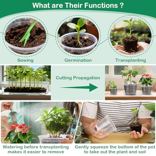 30Pcs Clear Plastic Nursery Pots with Drainage Holes and Saucers, 2.8/3.1/3.5/3.9/5.1/5.9/7.1Inch Seedling Starter Pots with Tool for Indoor Outdoor Gardening Flower, Herb, Succulent Transplanting - size: 2.8/3.1/3.5/3.9/5.1/5.9/7.1 Inch