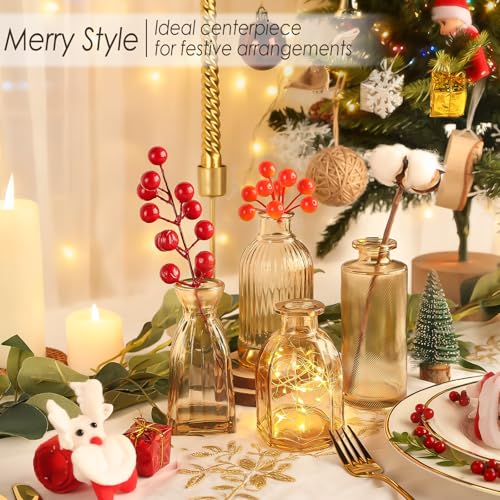 UPBUD Amber Glass Bud Vases Set of 36, Mini Flower Vase for Centerpieces, Small Gold Bud Vases in Bulk for Wedding Decorations, Vintage Vase for Table, Recepetion, Home Décor - color: Standard-gold Amber, size: 36pcs