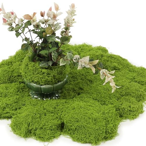 5.3OZ Artificial Faux Moss Fake Green Moss for Crafts Plants Indoor Fairy Garden DIY Decorative Walls Glass Containers Model Making Home (Light Green) - color: Light Green