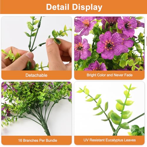 Hommyea Artificial Hanging Flowers for Outdoors, 2 Pcs Fake Hanging Plants Spring Summer Decor, UV Resistant No Fade Faux Silk Daisy Flower for Planter Front Door Porch Patio Yard Garden(Purple) - color: Purple